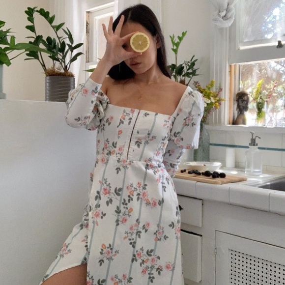 For Love And Lemons Dresses & Skirts - Rose Striped Linen Midi Dress by For Love and Lemons